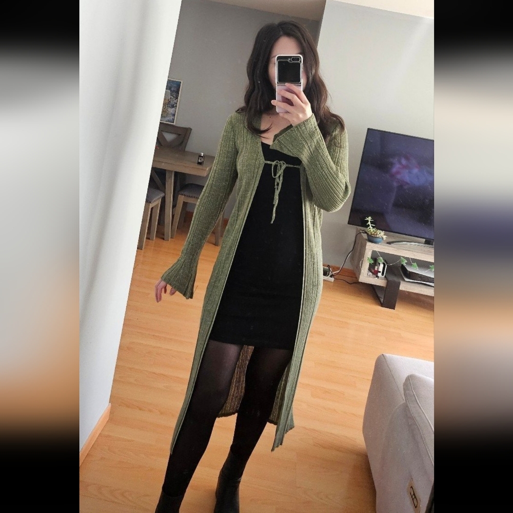 Anthropologie Green Shine Cardigan Sweater
